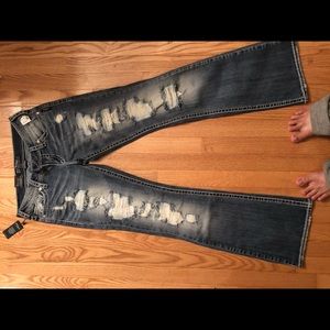 NWT RARE silver lace distressed jeans